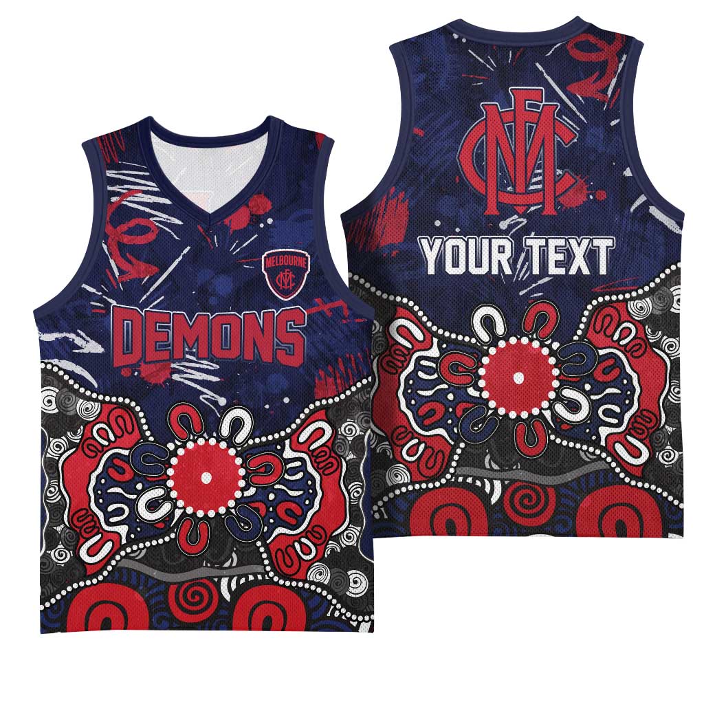 Personalized Melbourne Demons Basketball Jersey Aboriginal Dot Painting Graffiti Style