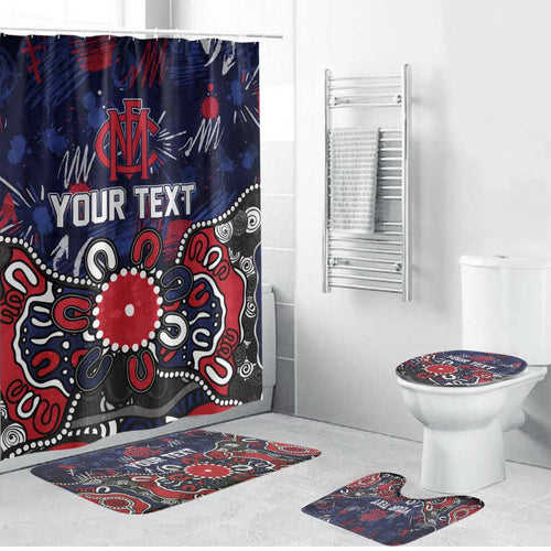Personalized Melbourne Demons Bathroom Set Aboriginal Dot Painting Graffiti Style