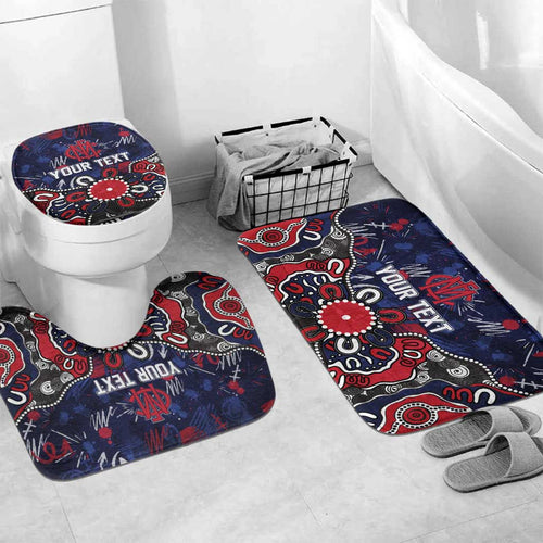 Personalized Melbourne Demons Bathroom Set Aboriginal Dot Painting Graffiti Style