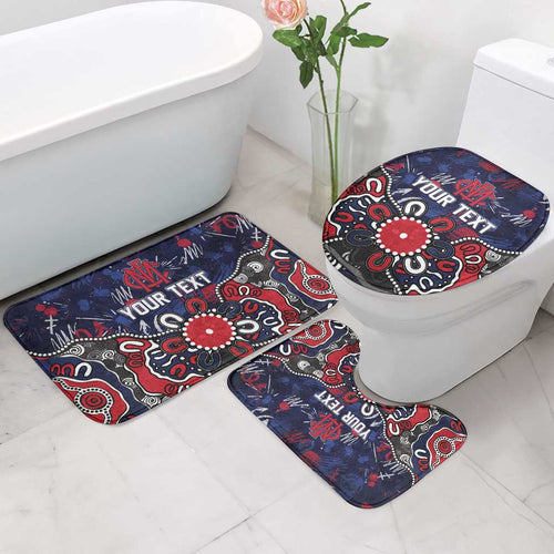 Personalized Melbourne Demons Bathroom Set Aboriginal Dot Painting Graffiti Style