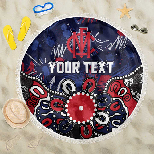 Personalized Melbourne Demons Beach Blanket Aboriginal Dot Painting Graffiti Style