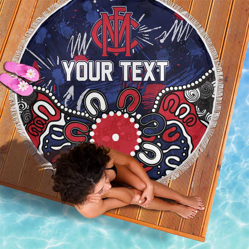 Personalized Melbourne Demons Beach Blanket Aboriginal Dot Painting Graffiti Style