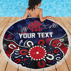 Personalized Melbourne Demons Beach Blanket Aboriginal Dot Painting Graffiti Style