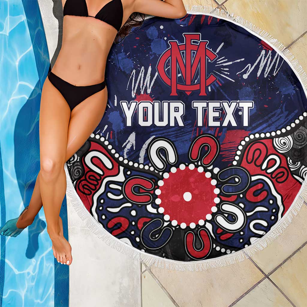 Personalized Melbourne Demons Beach Blanket Aboriginal Dot Painting Graffiti Style
