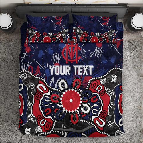 Personalized Melbourne Demons Bedding Set Aboriginal Dot Painting Graffiti Style