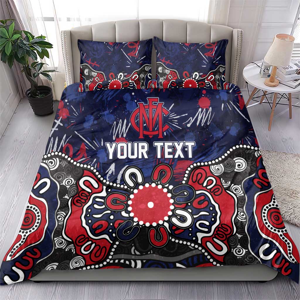 Personalized Melbourne Demons Bedding Set Aboriginal Dot Painting Graffiti Style