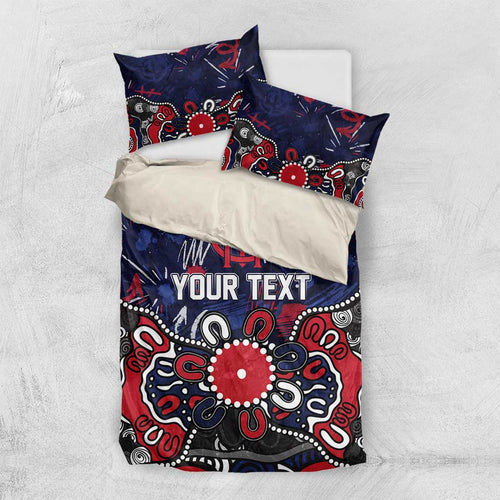 Personalized Melbourne Demons Bedding Set Aboriginal Dot Painting Graffiti Style