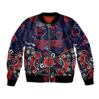 Personalized Melbourne Demons Bomber Jacket Aboriginal Dot Painting Graffiti Style
