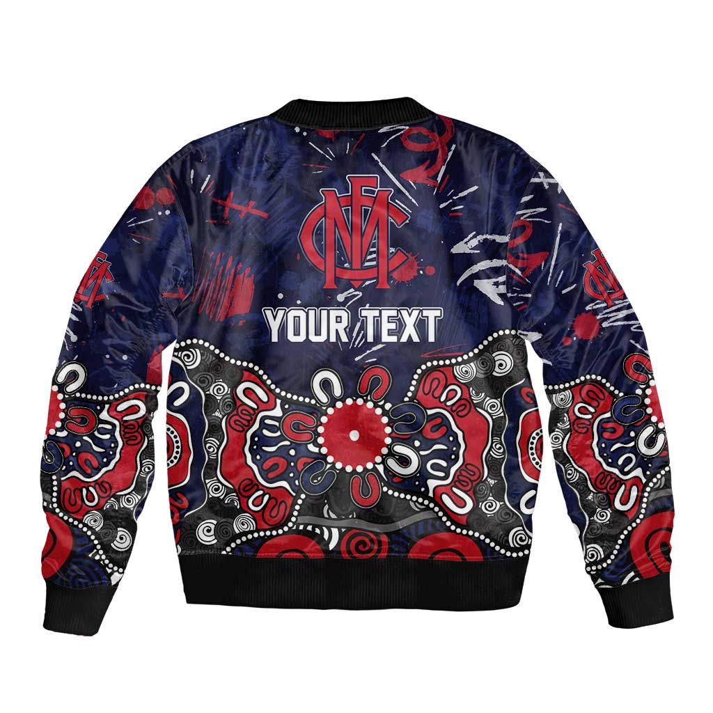 Personalized Melbourne Demons Bomber Jacket Aboriginal Dot Painting Graffiti Style