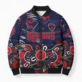 Personalized Melbourne Demons Bomber Puffer Jacket Aboriginal Dot Painting Graffiti Style