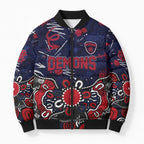 Personalized Melbourne Demons Bomber Puffer Jacket Aboriginal Dot Painting Graffiti Style