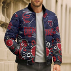 Personalized Melbourne Demons Bomber Puffer Jacket Aboriginal Dot Painting Graffiti Style
