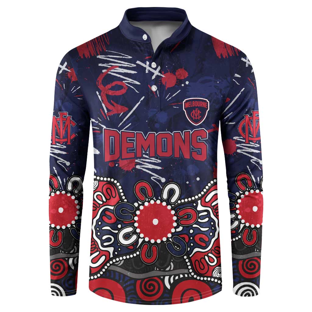Personalized Melbourne Demons Button Sweatshirt Aboriginal Dot Painting Graffiti Style
