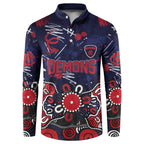 Personalized Melbourne Demons Button Sweatshirt Aboriginal Dot Painting Graffiti Style