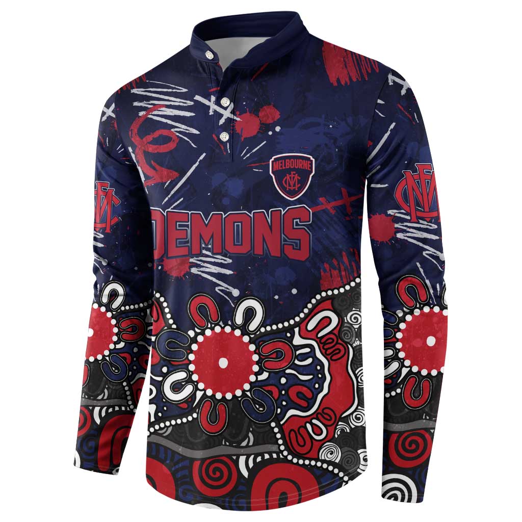 Personalized Melbourne Demons Button Sweatshirt Aboriginal Dot Painting Graffiti Style