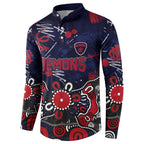 Personalized Melbourne Demons Button Sweatshirt Aboriginal Dot Painting Graffiti Style