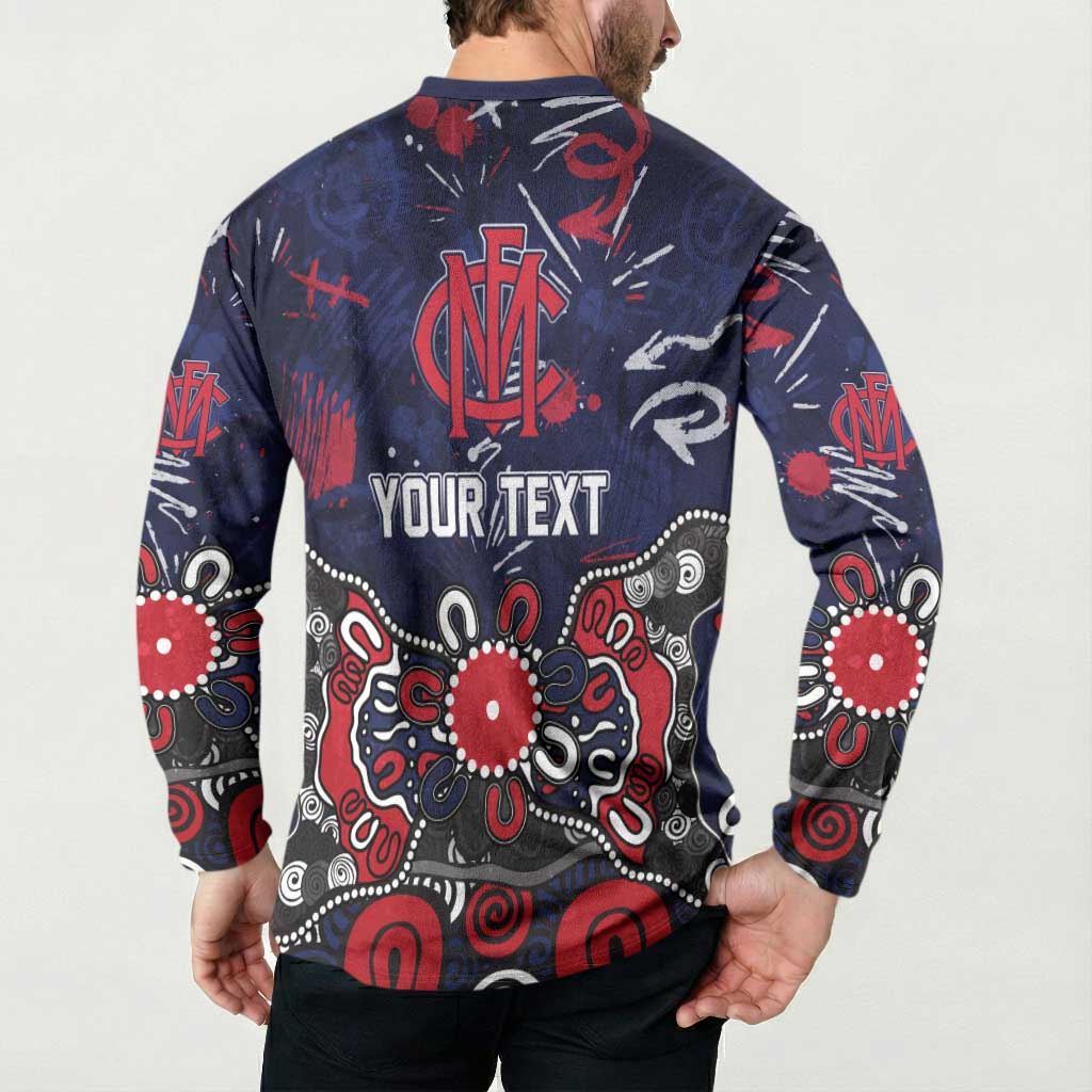 Personalized Melbourne Demons Button Sweatshirt Aboriginal Dot Painting Graffiti Style