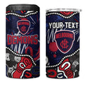 Personalized Melbourne Demons 4 in 1 Can Cooler Tumbler Aboriginal Dot Painting Graffiti Style