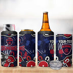 Personalized Melbourne Demons 4 in 1 Can Cooler Tumbler Aboriginal Dot Painting Graffiti Style