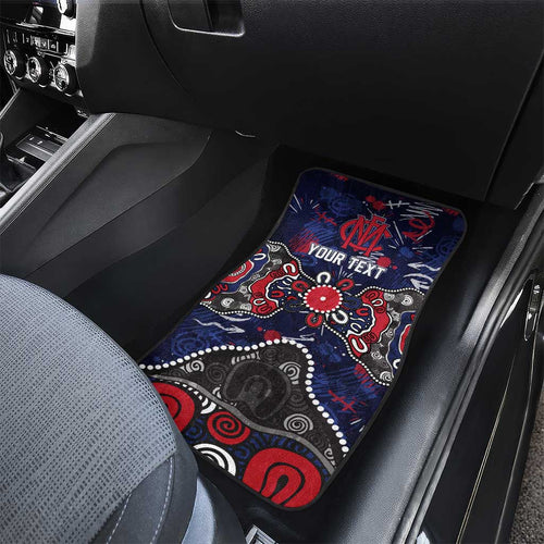 Personalized Melbourne Demons Car Mats Aboriginal Dot Painting Graffiti Style