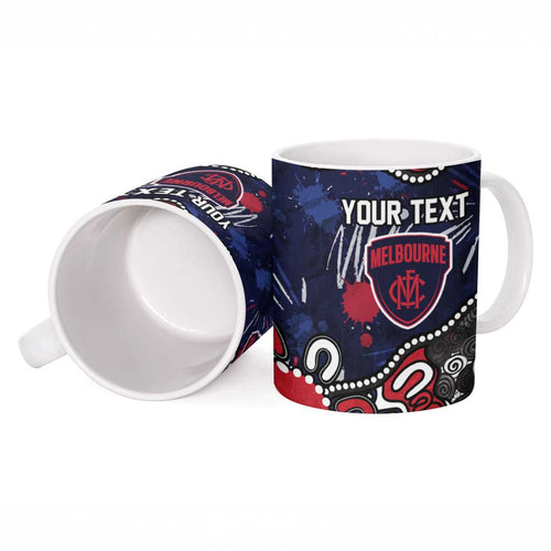 Personalized Melbourne Demons Ceramic Mug Aboriginal Dot Painting Graffiti Style