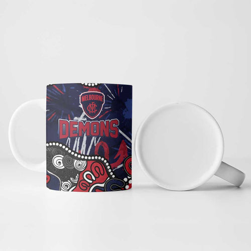 Personalized Melbourne Demons Ceramic Mug Aboriginal Dot Painting Graffiti Style