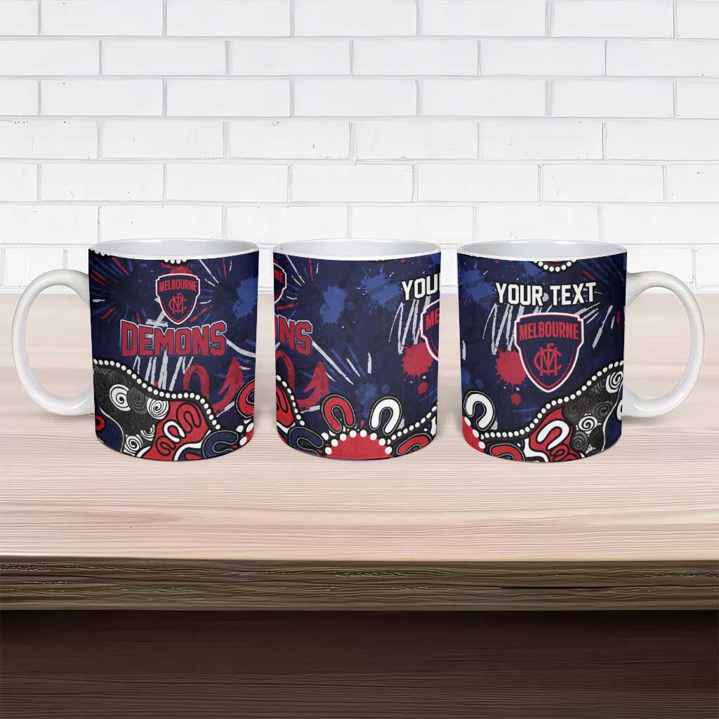 Personalized Melbourne Demons Ceramic Mug Aboriginal Dot Painting Graffiti Style
