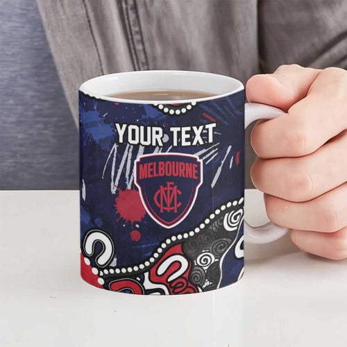 Personalized Melbourne Demons Ceramic Mug Aboriginal Dot Painting Graffiti Style