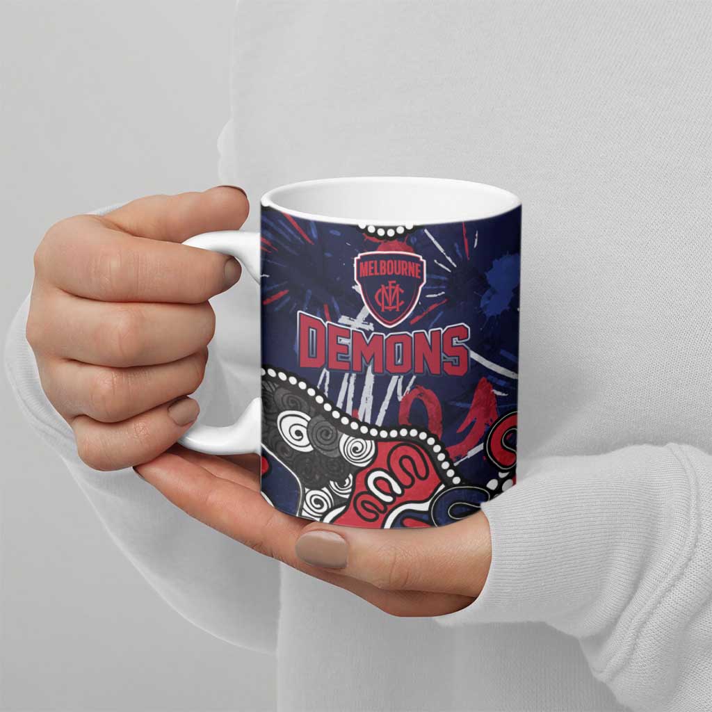 Personalized Melbourne Demons Ceramic Mug Aboriginal Dot Painting Graffiti Style