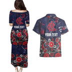 Personalized Melbourne Demons Couples Matching Puletasi and Hawaiian Shirt Aboriginal Dot Painting Graffiti Style