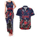 Personalized Melbourne Demons Couples Matching Tank Maxi Dress and Hawaiian Shirt Aboriginal Dot Painting Graffiti Style