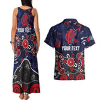 Personalized Melbourne Demons Couples Matching Tank Maxi Dress and Hawaiian Shirt Aboriginal Dot Painting Graffiti Style