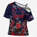 Personalized Melbourne Demons Cross Shoulder Shirt Aboriginal Dot Painting Graffiti Style