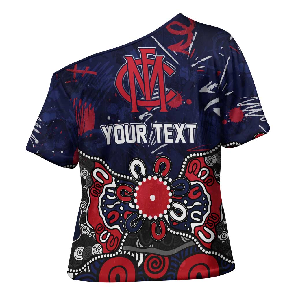 Personalized Melbourne Demons Cross Shoulder Shirt Aboriginal Dot Painting Graffiti Style