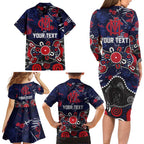 Personalized Melbourne Demons Family Matching Long Sleeve Bodycon Dress and Hawaiian Shirt Aboriginal Dot Painting Graffiti Style