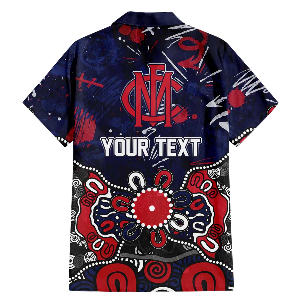 Personalized Melbourne Demons Family Matching Off The Shoulder Long Sleeve Dress and Hawaiian Shirt Aboriginal Dot Painting Graffiti Style