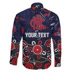 Personalized Melbourne Demons Family Matching Off Shoulder Maxi Dress and Hawaiian Shirt Aboriginal Dot Painting Graffiti Style