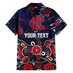 Personalized Melbourne Demons Family Matching Off Shoulder Short Dress and Hawaiian Shirt Aboriginal Dot Painting Graffiti Style