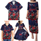 Personalized Melbourne Demons Family Matching Puletasi and Hawaiian Shirt Aboriginal Dot Painting Graffiti Style