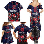 Personalized Melbourne Demons Family Matching Summer Maxi Dress and Hawaiian Shirt Aboriginal Dot Painting Graffiti Style