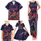 Personalized Melbourne Demons Family Matching Tank Maxi Dress and Hawaiian Shirt Aboriginal Dot Painting Graffiti Style