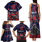 Personalized Melbourne Demons Family Matching Tank Maxi Dress and Hawaiian Shirt Aboriginal Dot Painting Graffiti Style