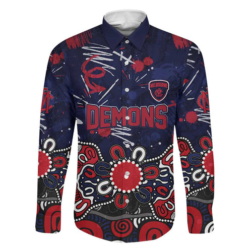 Personalized Melbourne Demons Family Matching Tank Maxi Dress and Hawaiian Shirt Aboriginal Dot Painting Graffiti Style
