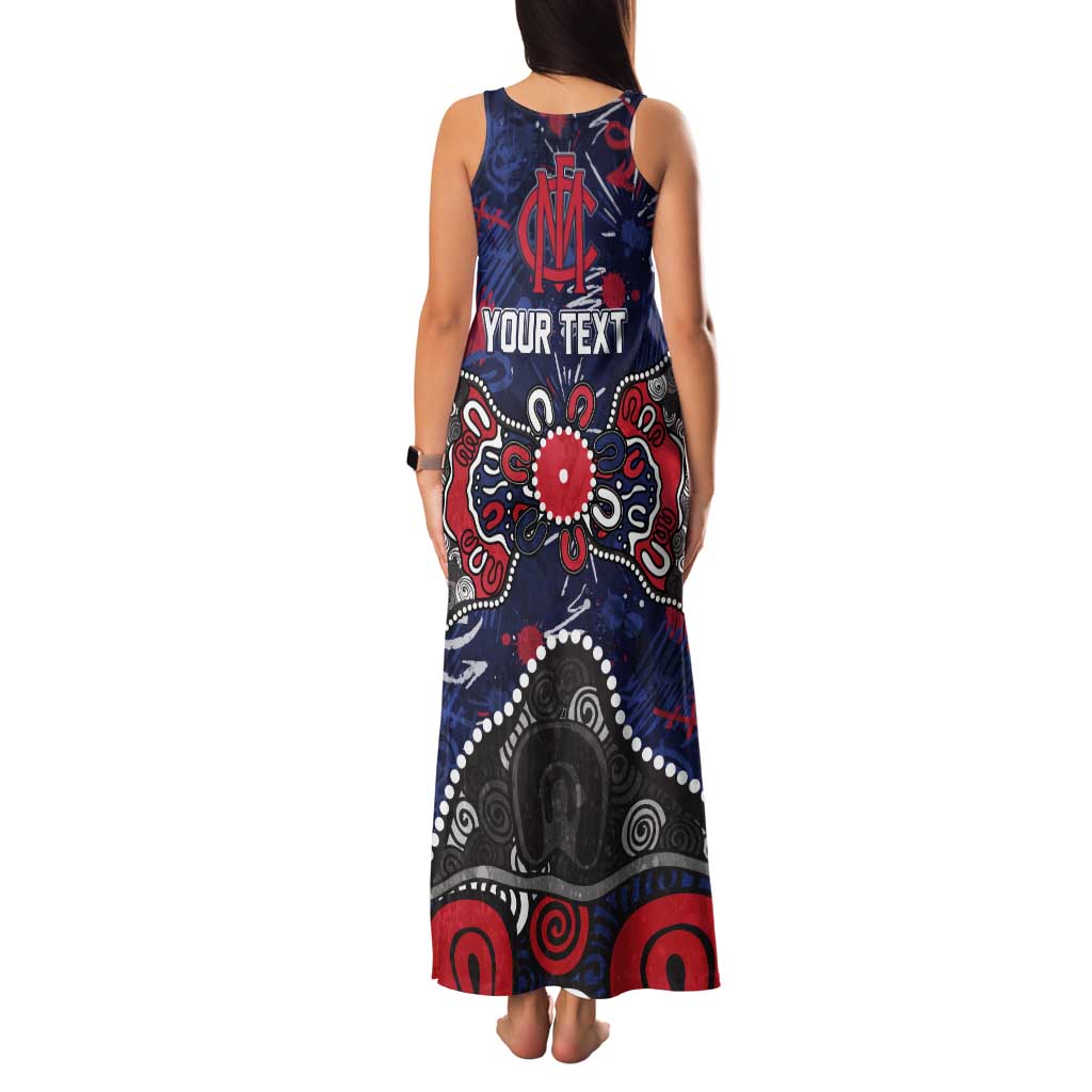 Personalized Melbourne Demons Family Matching Tank Maxi Dress and Hawaiian Shirt Aboriginal Dot Painting Graffiti Style