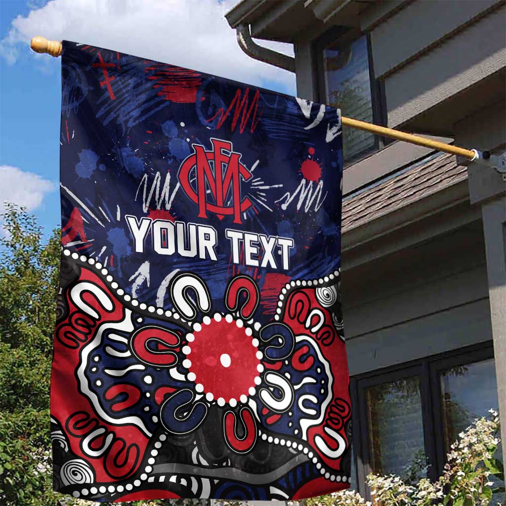 Personalized Melbourne Demons Garden Flag Aboriginal Dot Painting Graffiti Style