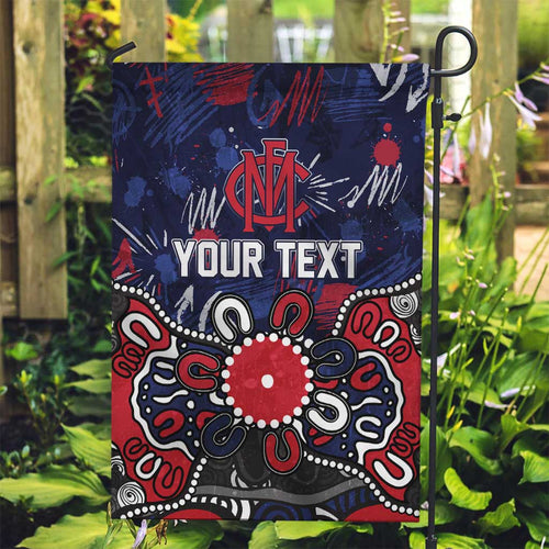 Personalized Melbourne Demons Garden Flag Aboriginal Dot Painting Graffiti Style