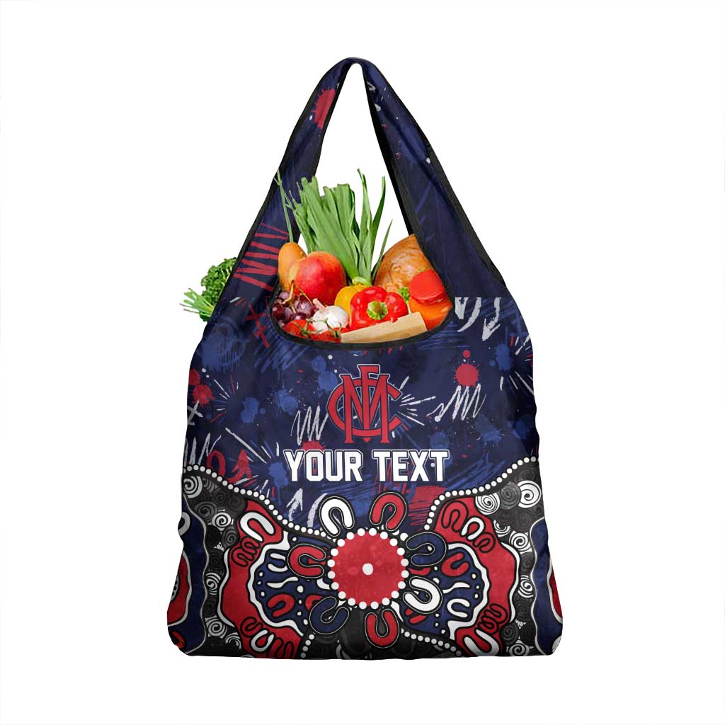 Personalized Melbourne Demons Grocery Bag Aboriginal Dot Painting Graffiti Style