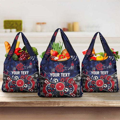 Personalized Melbourne Demons Grocery Bag Aboriginal Dot Painting Graffiti Style