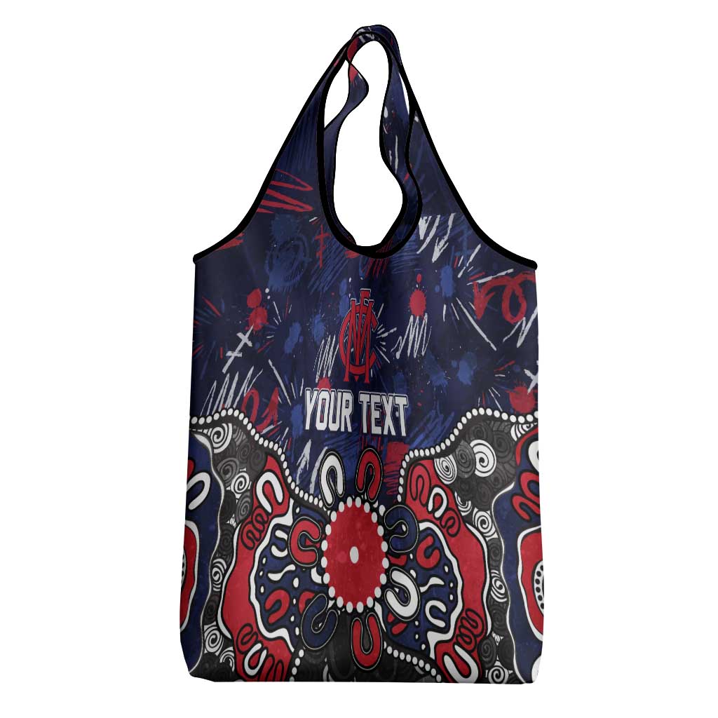 Personalized Melbourne Demons Grocery Bag Aboriginal Dot Painting Graffiti Style