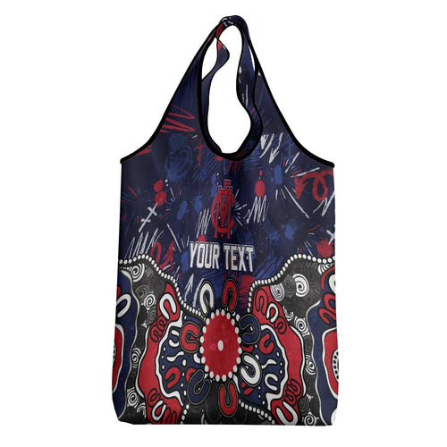 Personalized Melbourne Demons Grocery Bag Aboriginal Dot Painting Graffiti Style